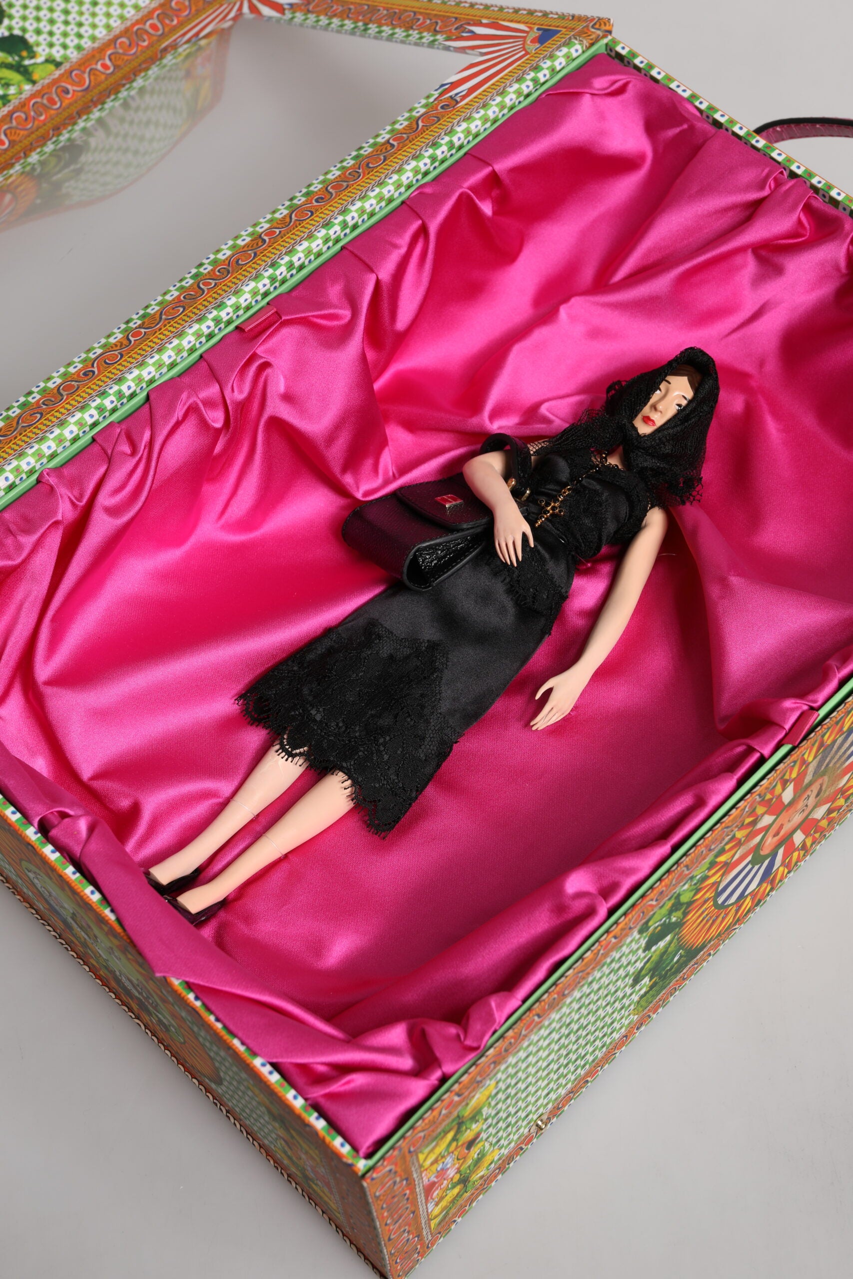 Dolce & Gabbana Black Dress Ceramic Porcelain Fashion Leather Sicily Dolls - ClickThatClicks 