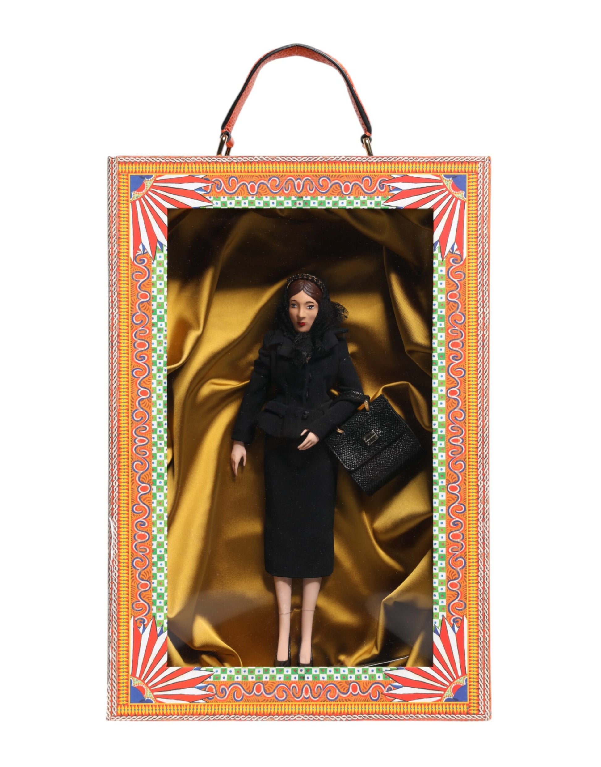 Dolce & Gabbana Black Dress Ceramic Porcelain Fashion Leather Sicily Dolls - ClickThatClicks 
