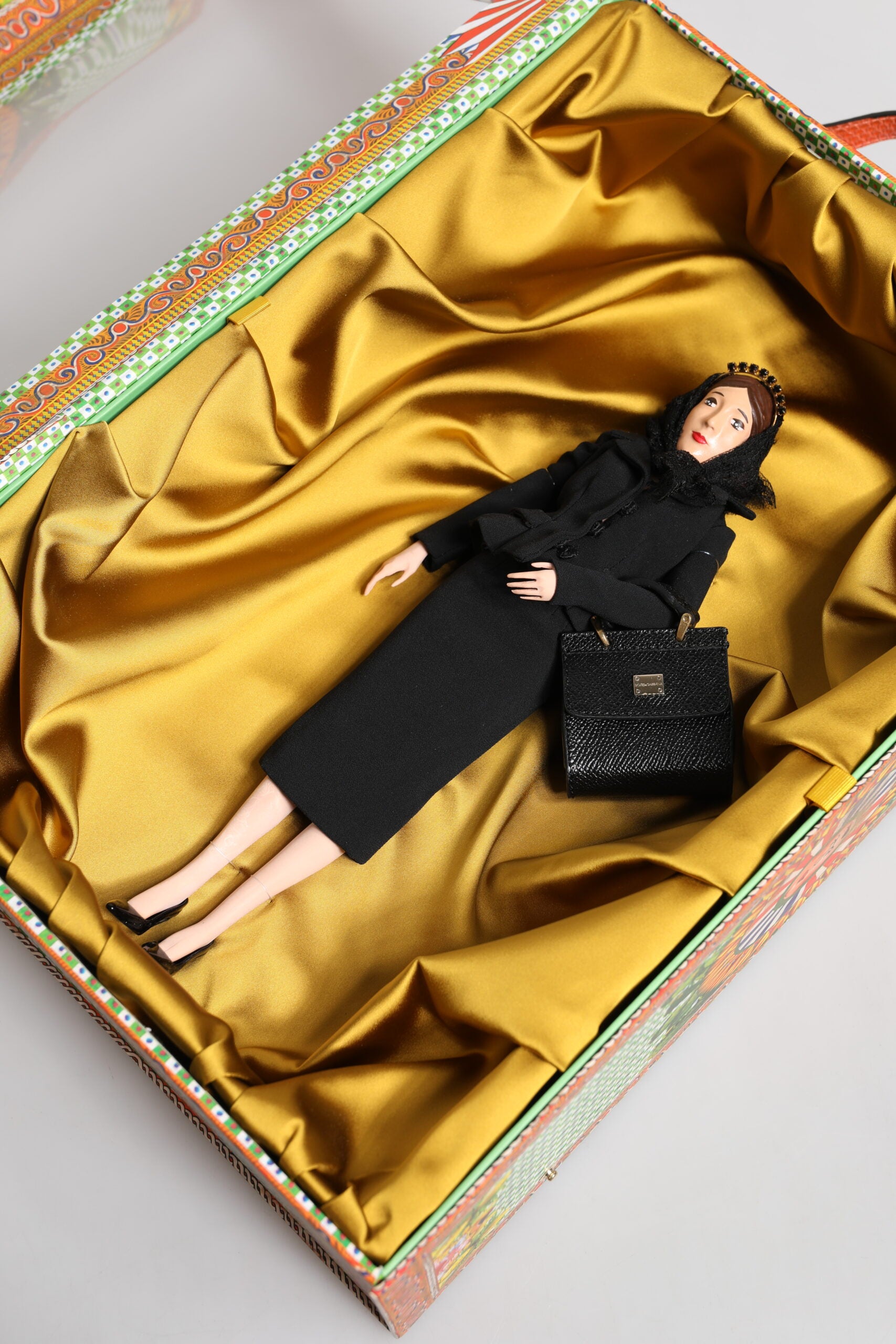 Dolce & Gabbana Black Dress Ceramic Porcelain Fashion Leather Sicily Dolls - ClickThatClicks 