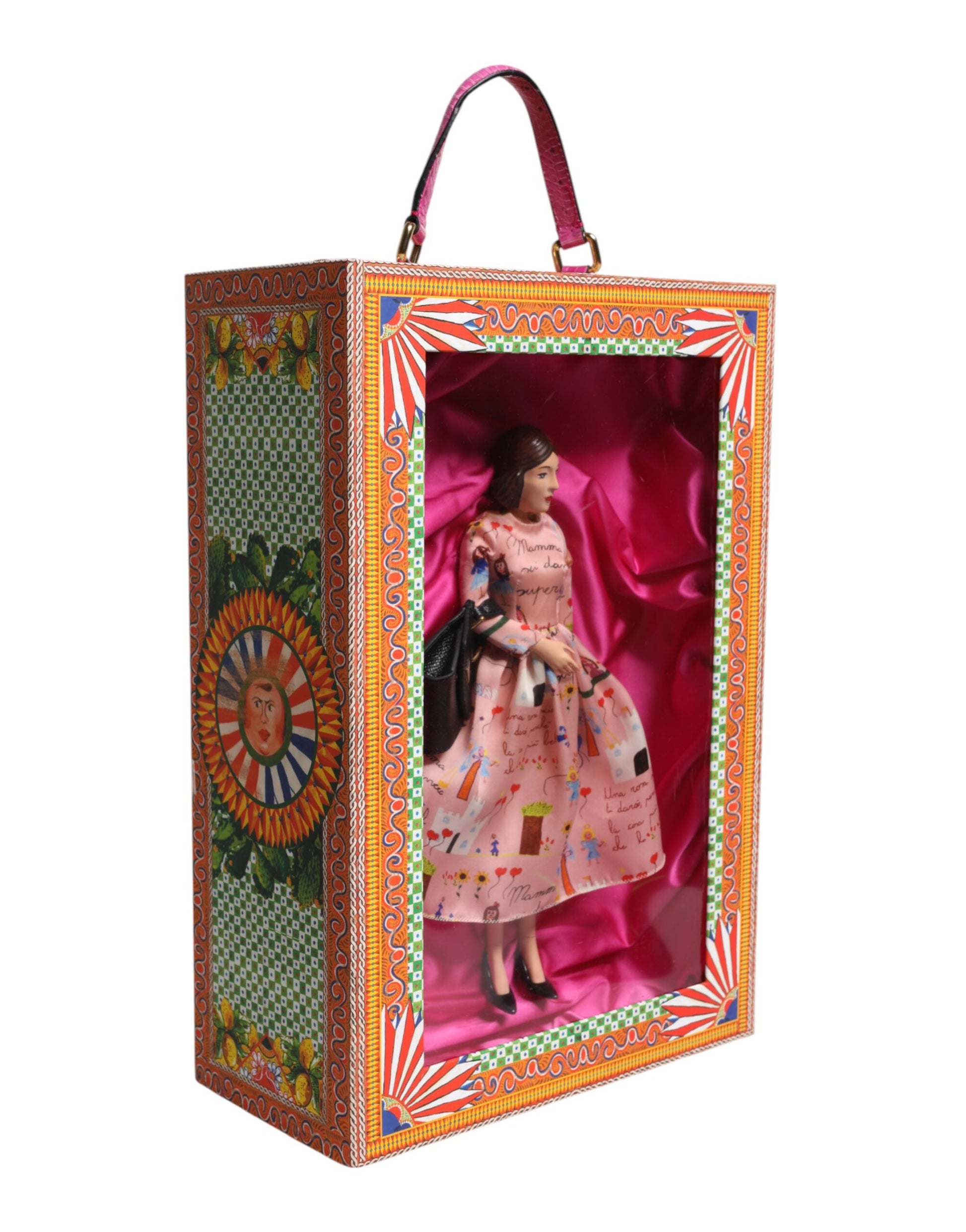 Dolce & Gabbana Pink Dress Ceramic Porcelain Fashion Leather Sicily Dolls - ClickThatClicks 