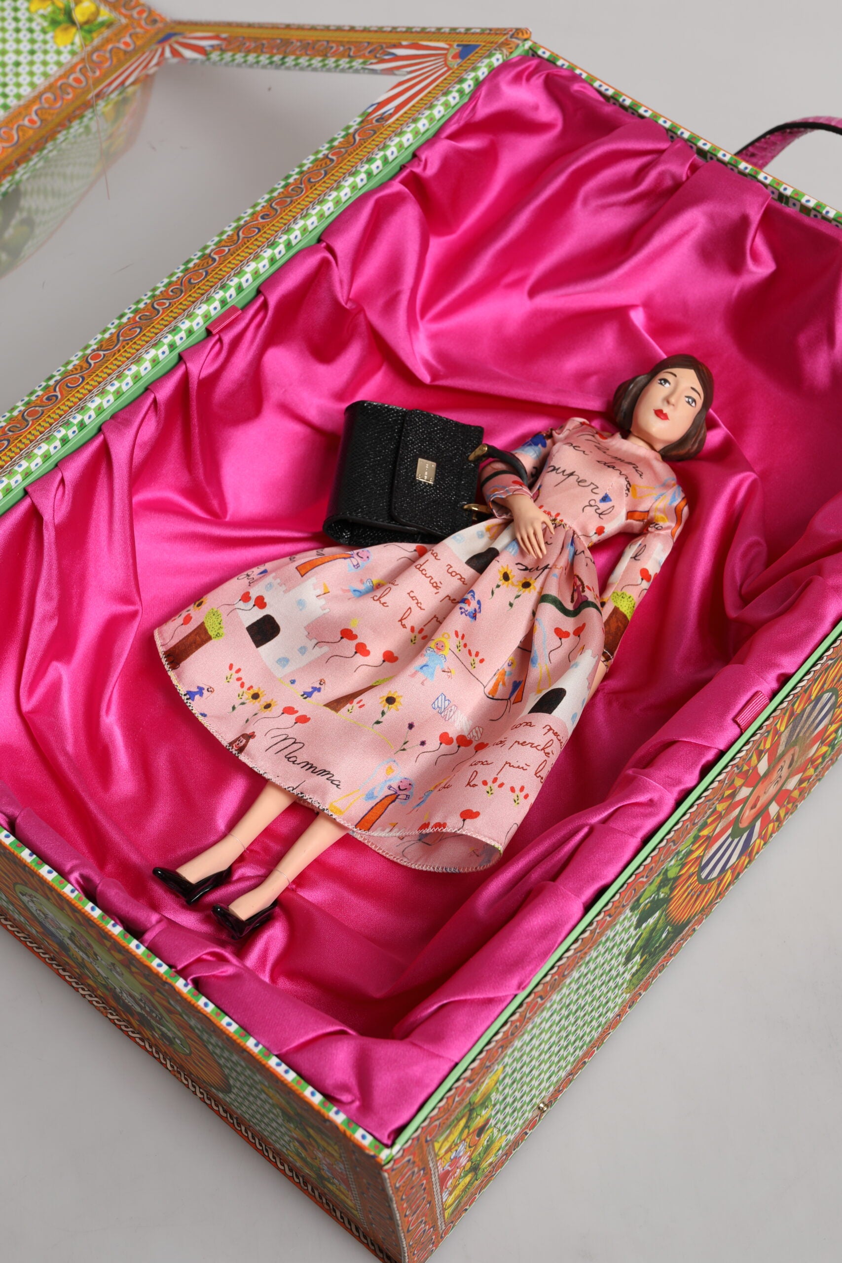Dolce & Gabbana Pink Dress Ceramic Porcelain Fashion Leather Sicily Dolls - ClickThatClicks 