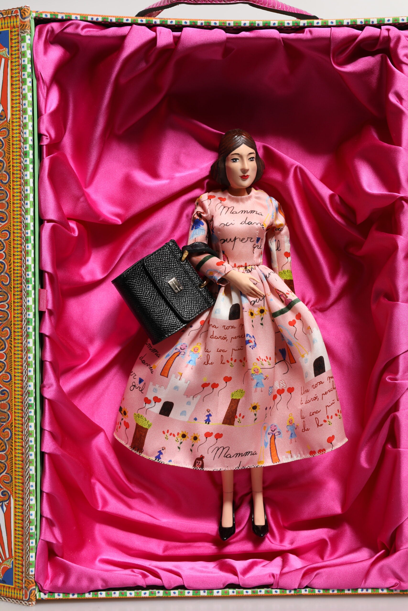 Dolce & Gabbana Pink Dress Ceramic Porcelain Fashion Leather Sicily Dolls - ClickThatClicks 
