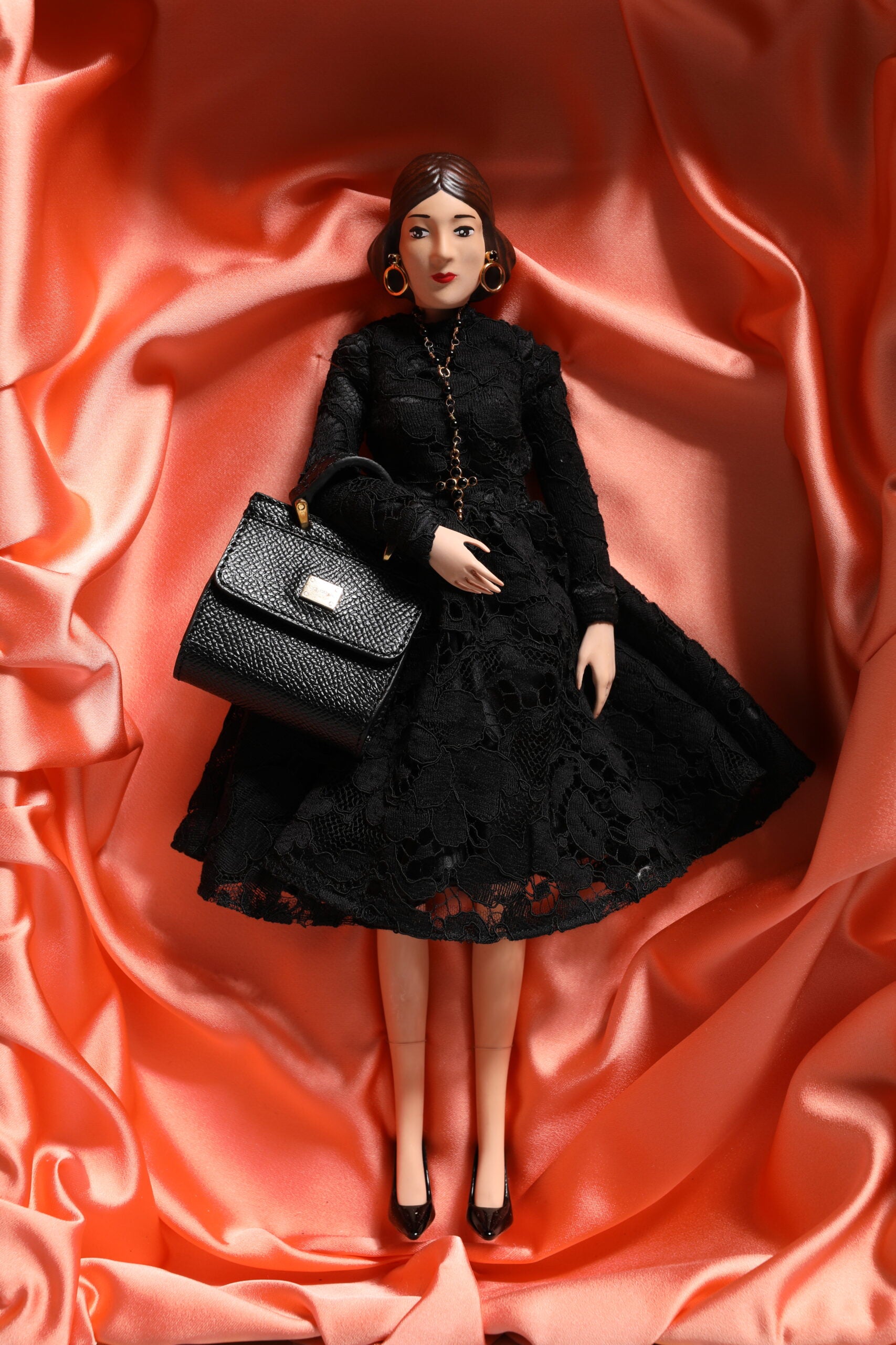 Dolce & Gabbana Black Dress Ceramic Porcelain Fashion Leather Sicily Dolls - ClickThatClicks 