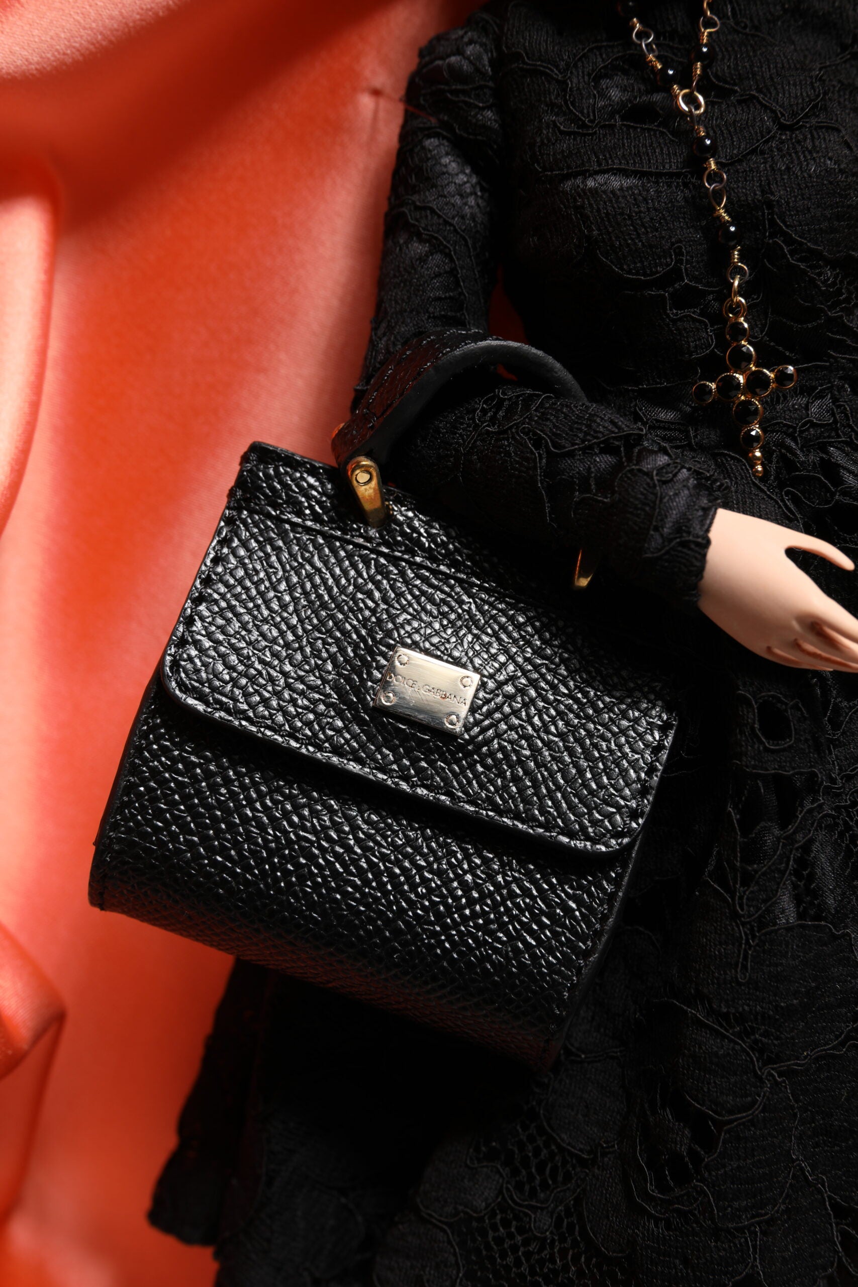 Dolce & Gabbana Black Dress Ceramic Porcelain Fashion Leather Sicily Dolls - ClickThatClicks 