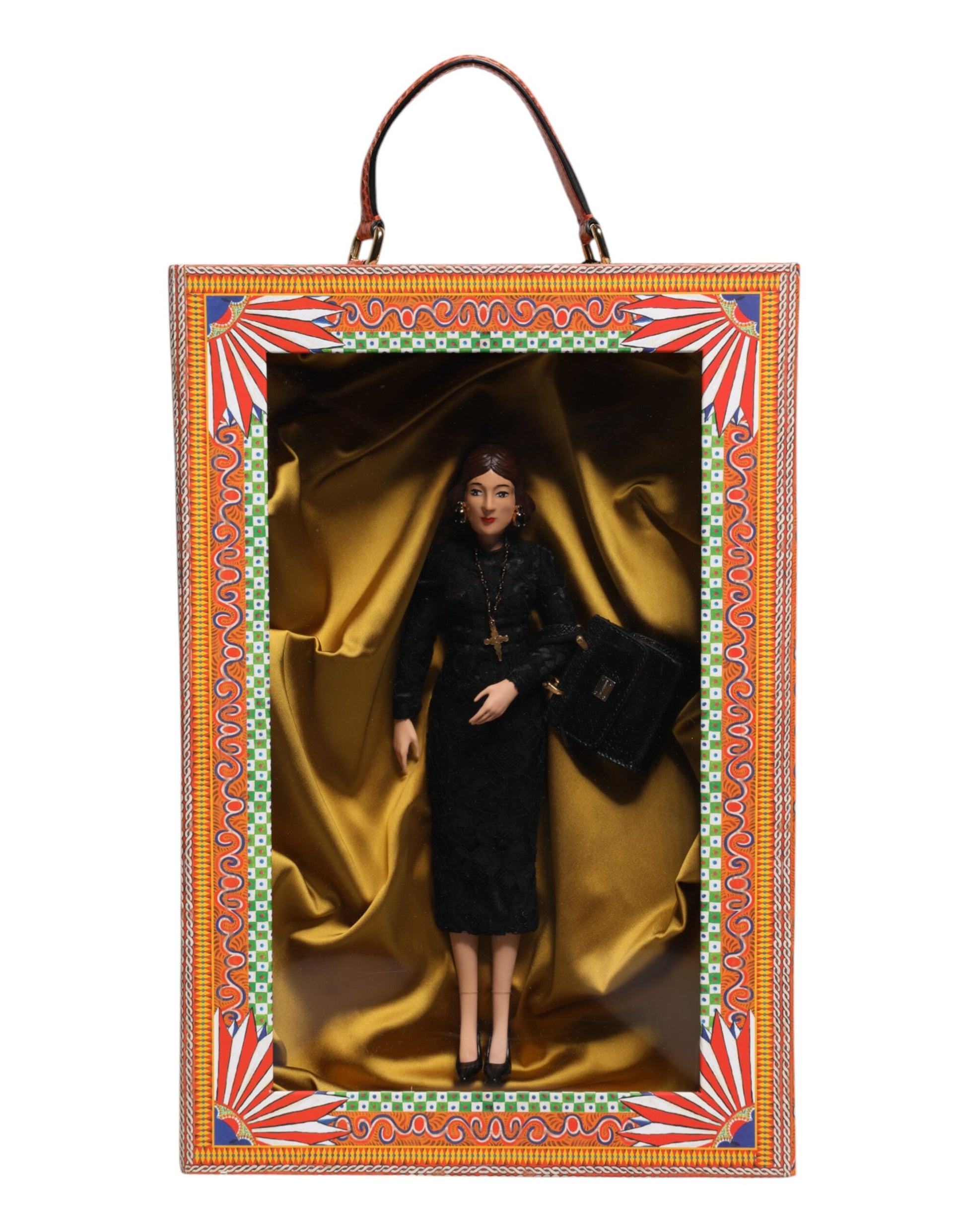 Dolce & Gabbana Black Dress Ceramic Porcelain Fashion Leather Sicily Dolls - ClickThatClicks 