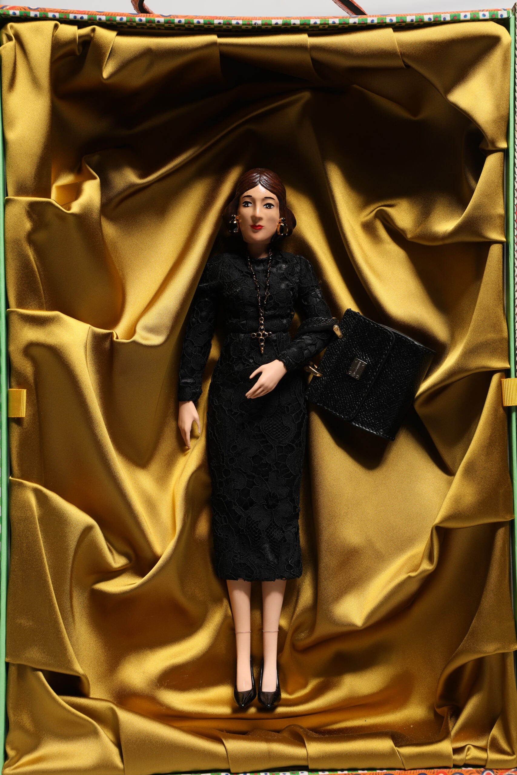 Dolce & Gabbana Black Dress Ceramic Porcelain Fashion Leather Sicily Dolls - ClickThatClicks 