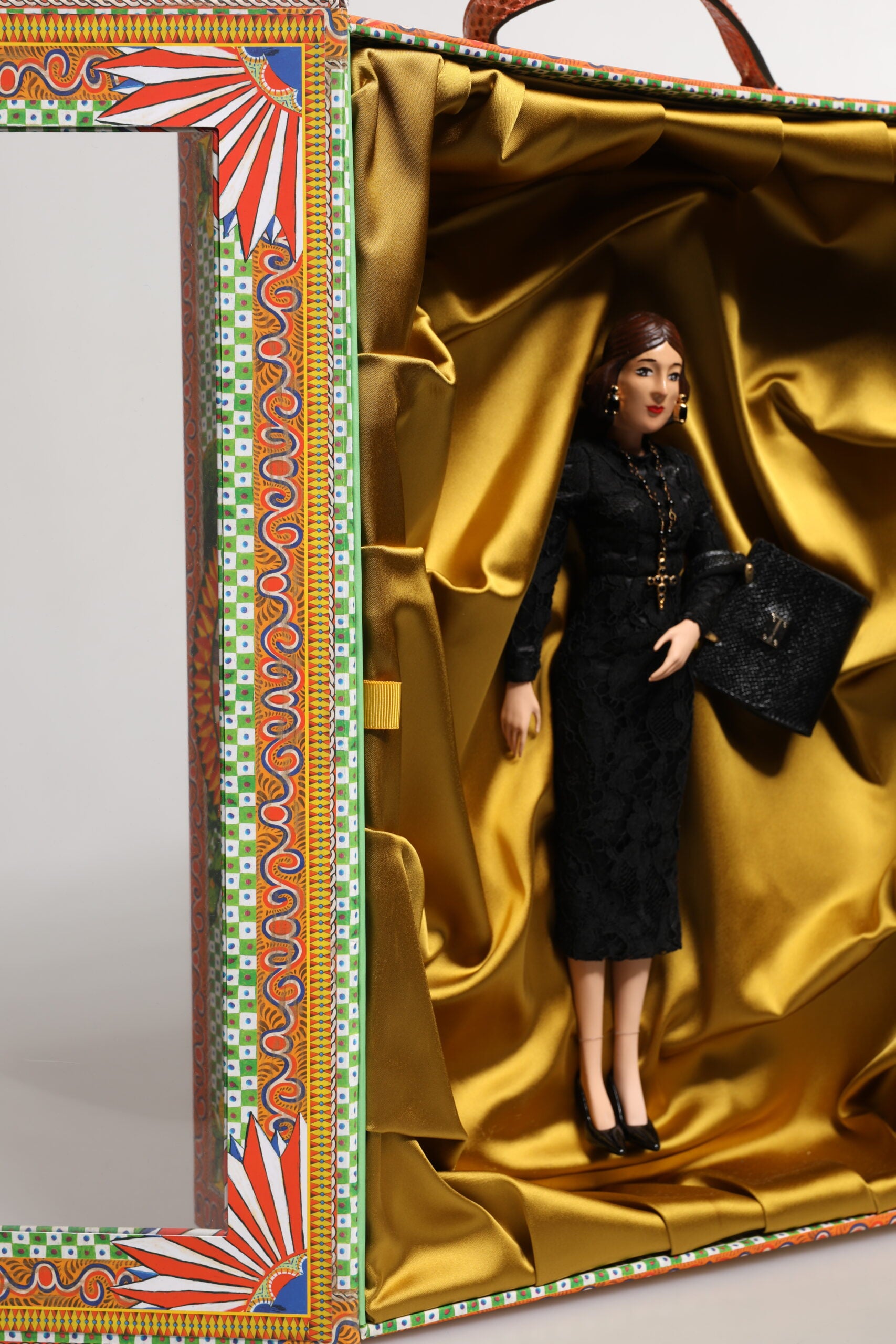 Dolce & Gabbana Black Dress Ceramic Porcelain Fashion Leather Sicily Dolls - ClickThatClicks 