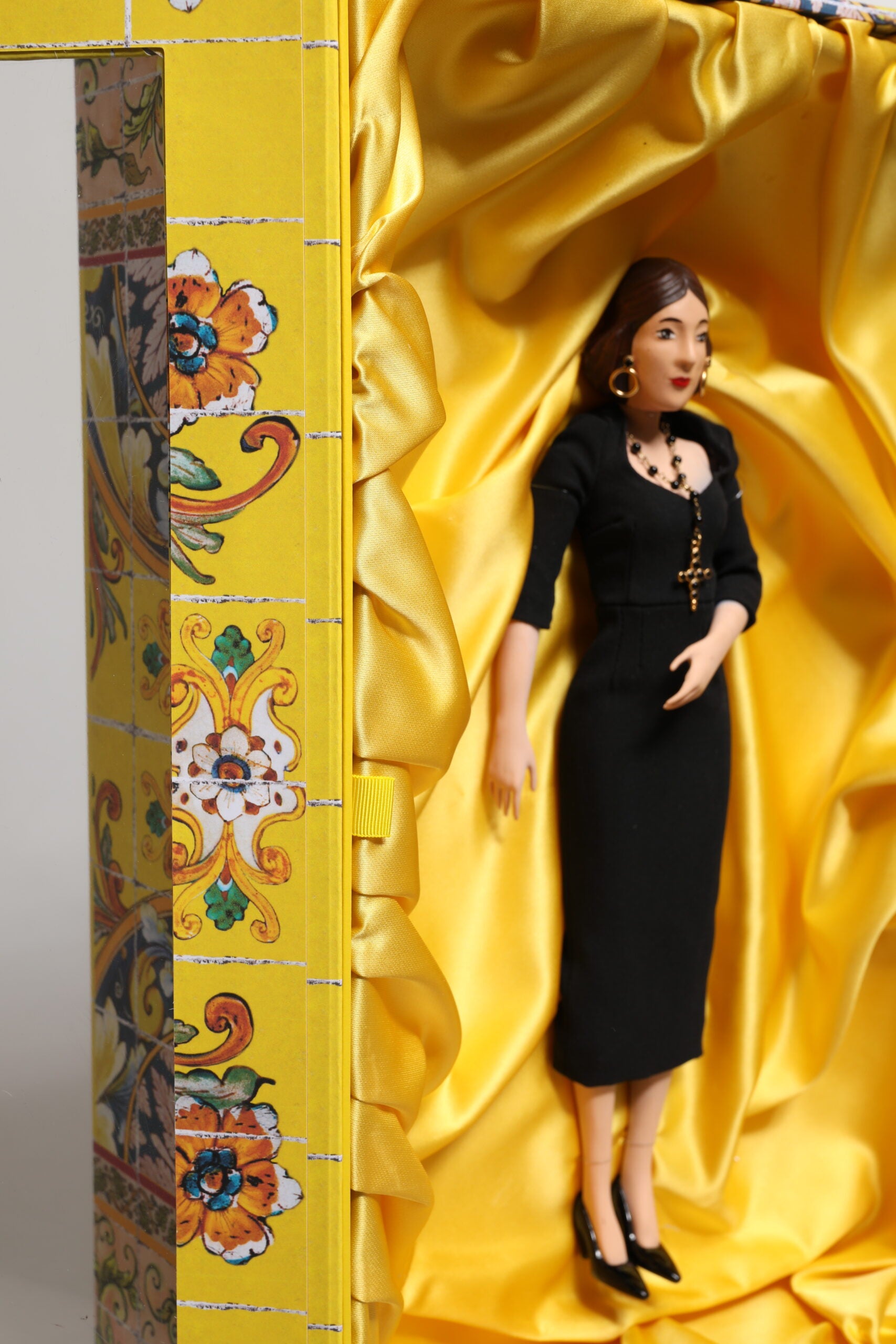 Dolce & Gabbana Black Dress Ceramic Porcelain Fashion Leather Sicily Dolls - ClickThatClicks 