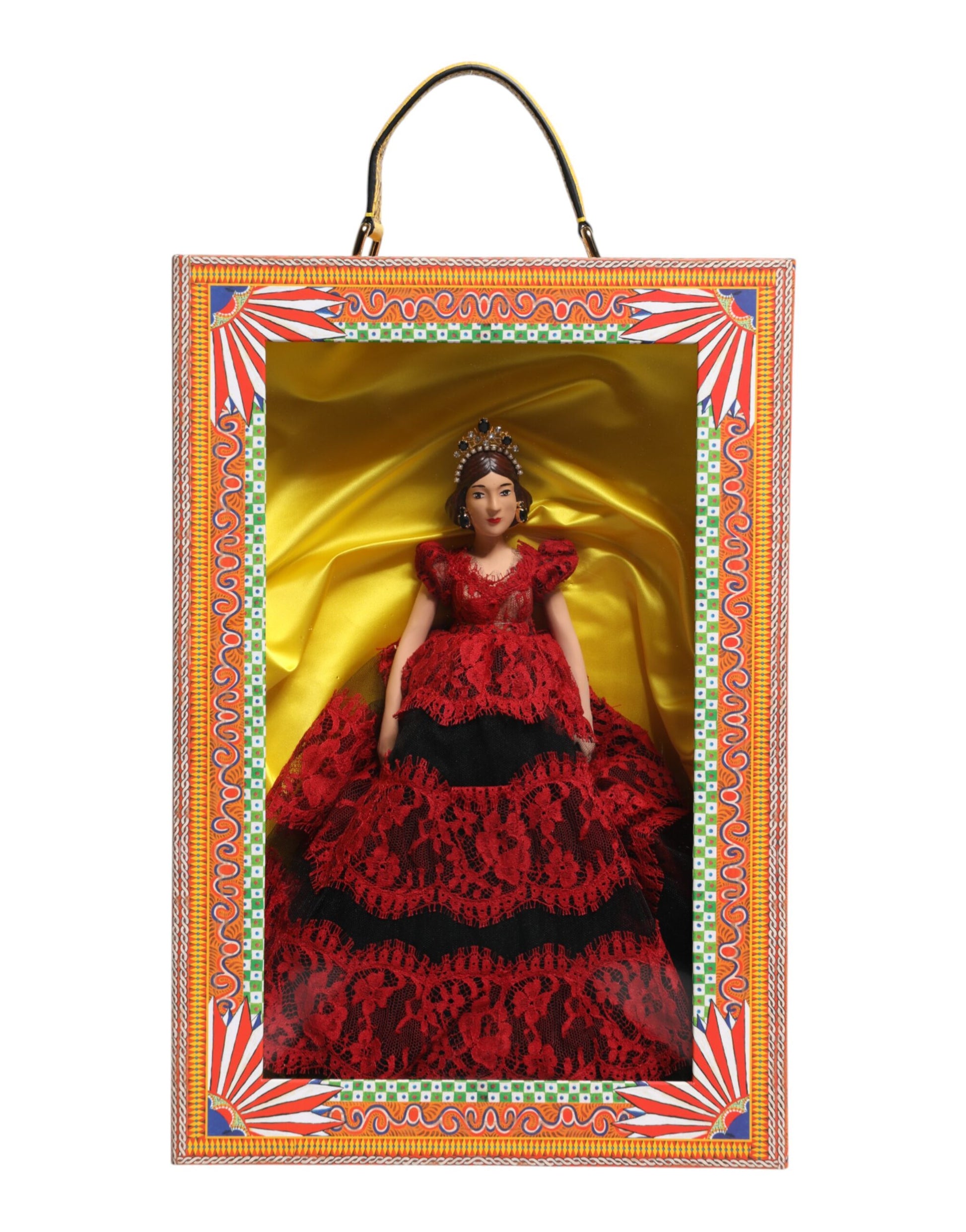 Dolce & Gabbana Red Dress Ceramic Porcelain Fashion Box Leather Sicily Dolls - ClickThatClicks 
