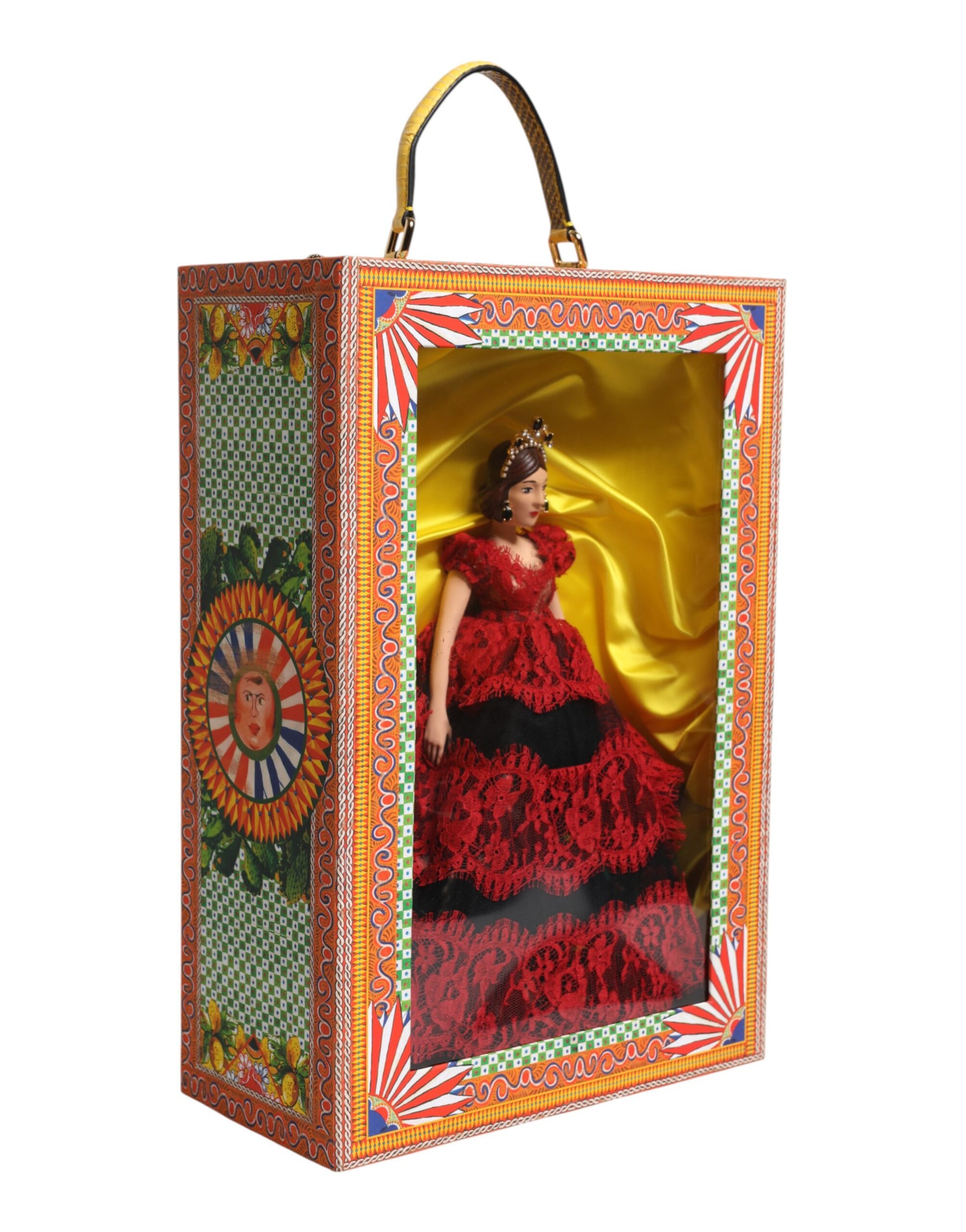 Dolce & Gabbana Red Dress Ceramic Porcelain Fashion Box Leather Sicily Dolls - ClickThatClicks 