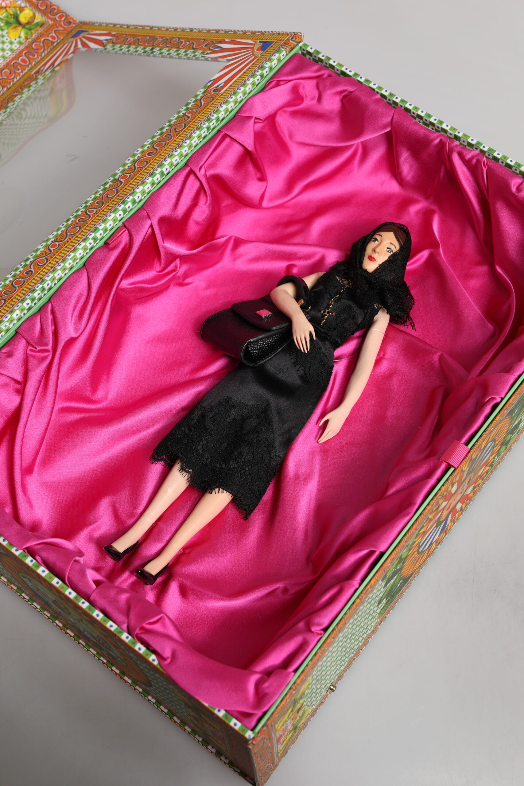 Dolce & Gabbana Black Dress Ceramic Porcelain Fashion Leather Sicily Dolls - ClickThatClicks 