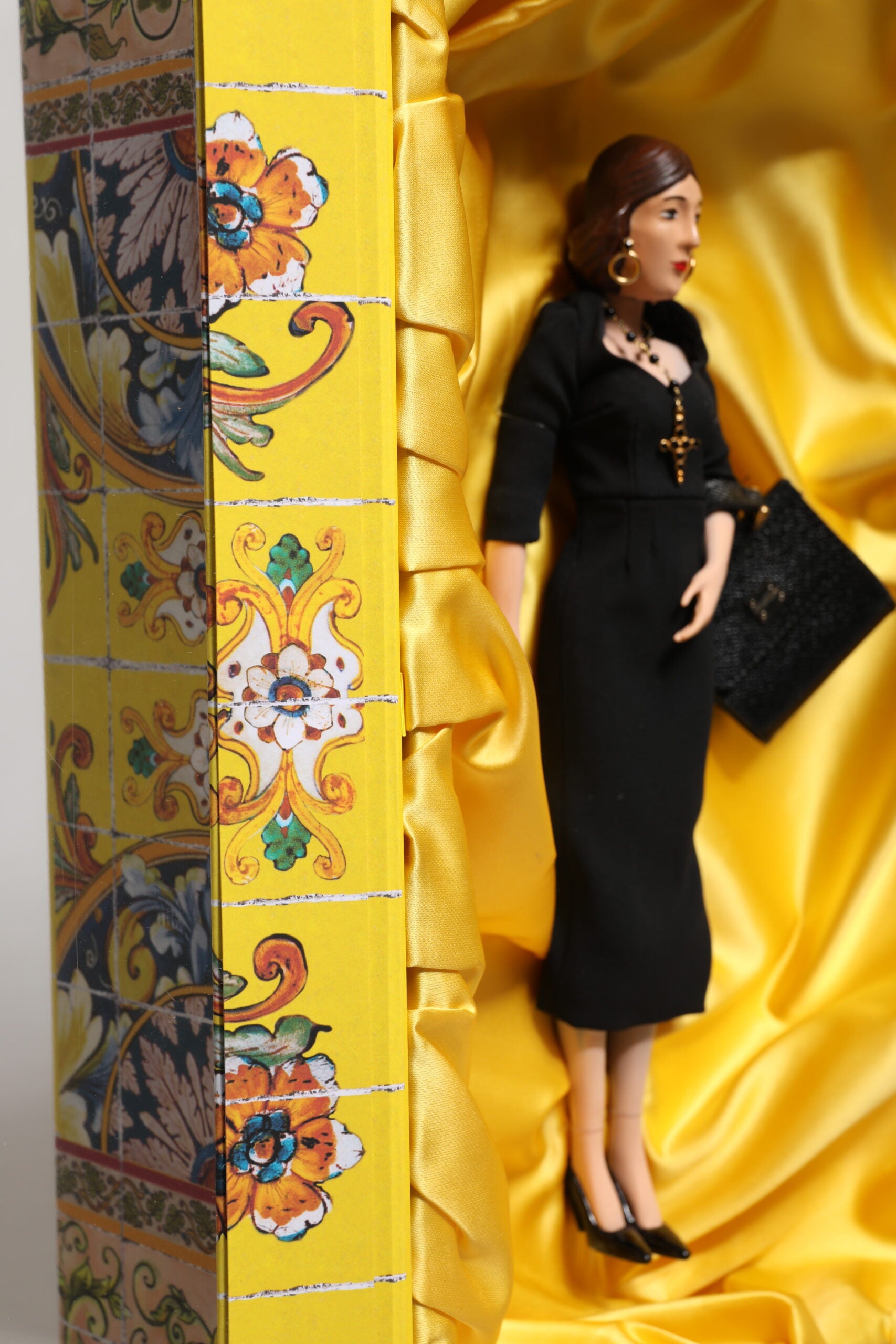 Dolce & Gabbana Black Dress Ceramic Porcelain Fashion Leather Sicily Dolls - ClickThatClicks 