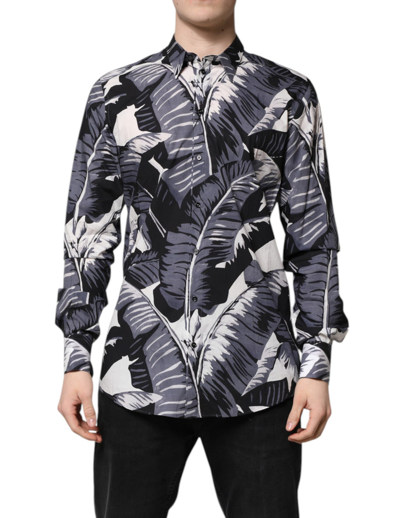 Dolce & Gabbana Multicolor GOLD Cotton Banana Leaf Print Shirt