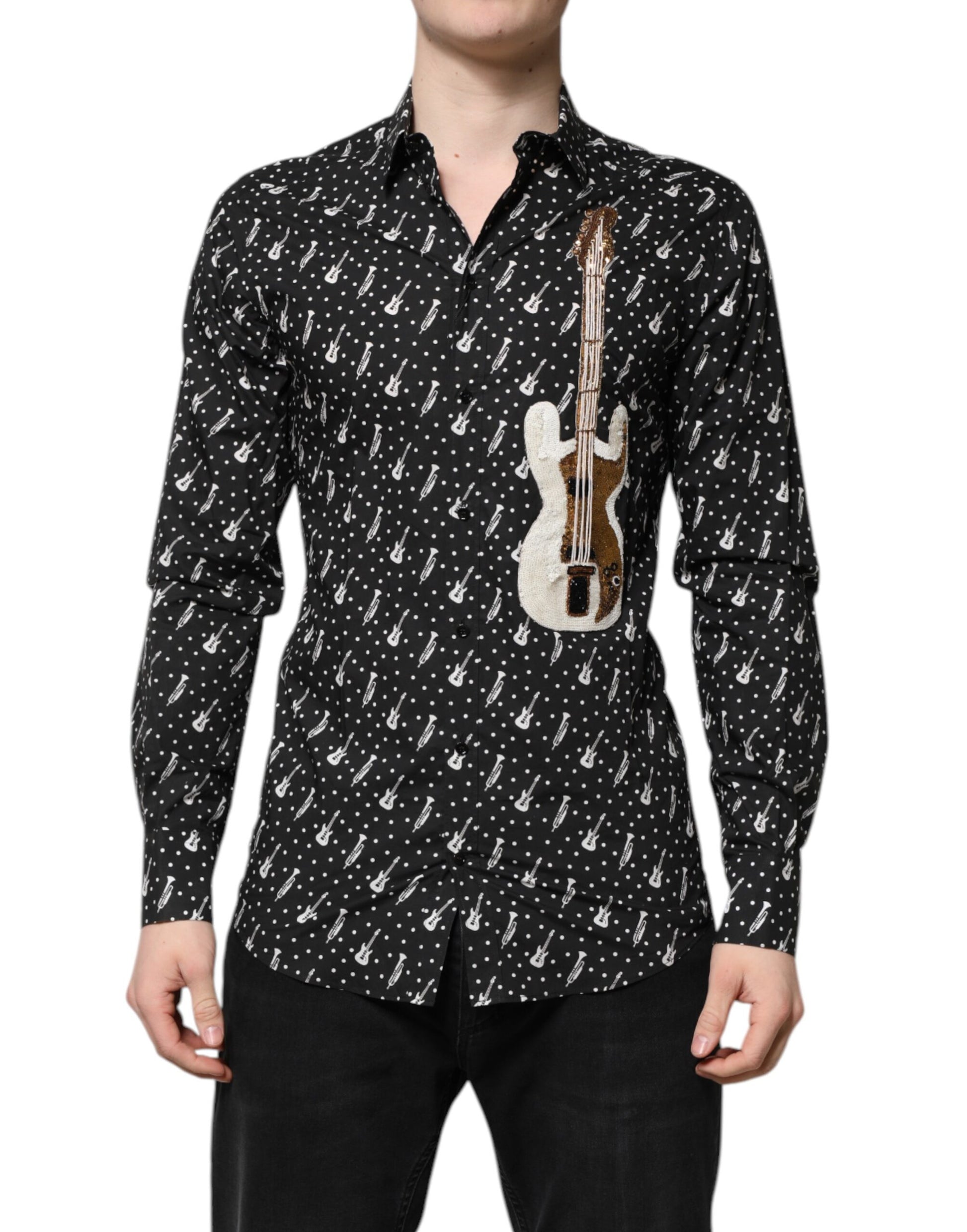 Dolce & Gabbana Black GOLD Instrument Embellished Shirt - ClickThatClicks 