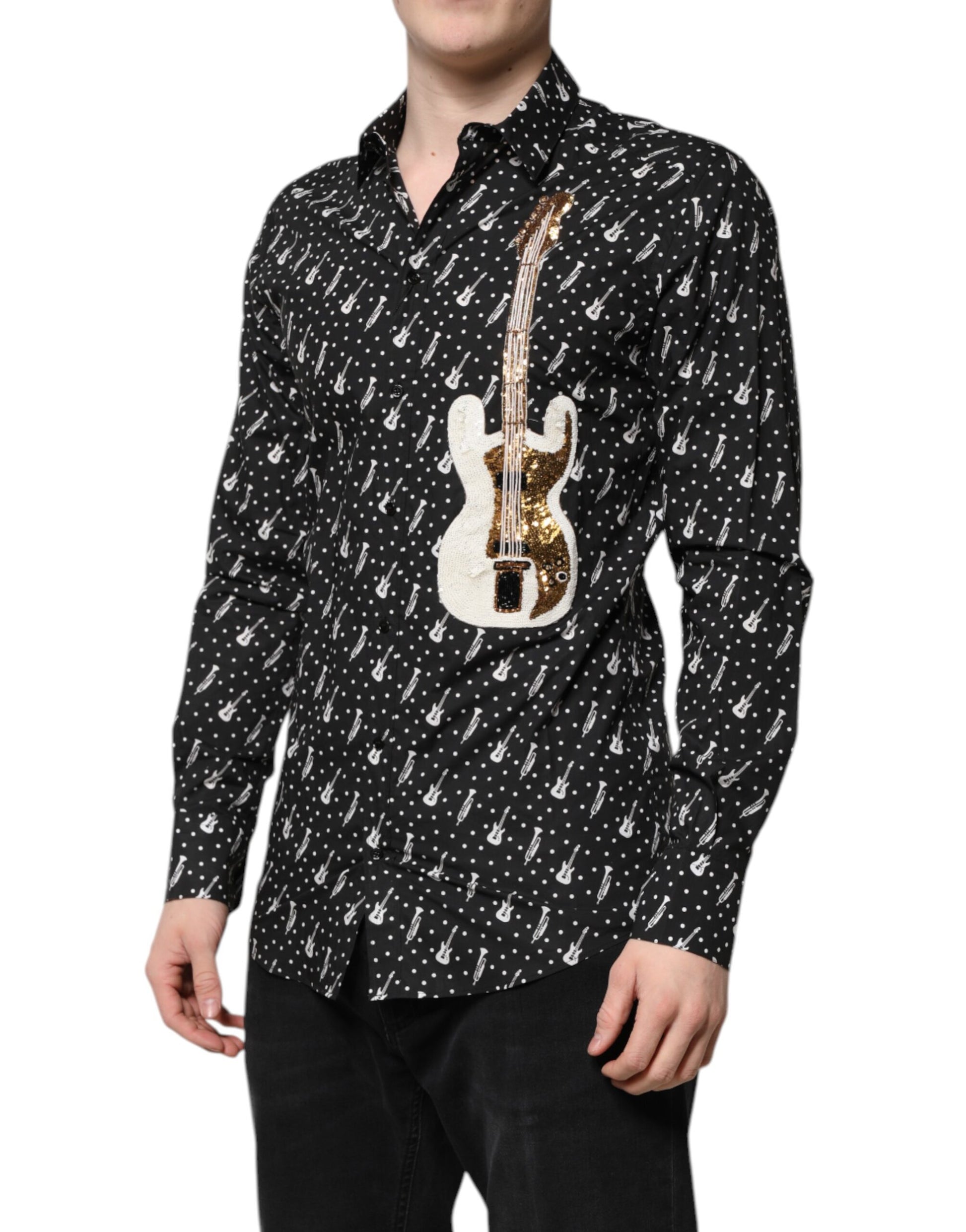 Dolce & Gabbana Black GOLD Instrument Embellished Shirt - ClickThatClicks 