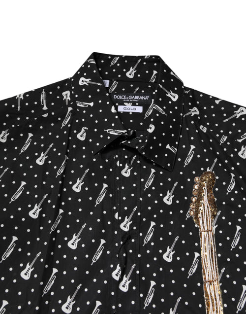 Dolce & Gabbana Black GOLD Instrument Embellished Shirt - ClickThatClicks 