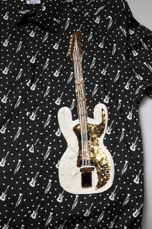 Dolce & Gabbana Black GOLD Instrument Embellished Shirt - ClickThatClicks 