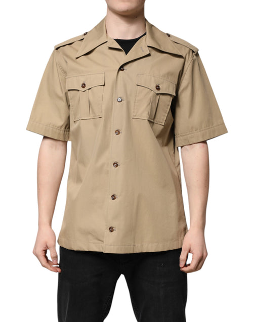 Dolce & Gabbana Brown Graphic Print Short Sleeves Shirt - ClickThatClicks 
