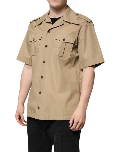 Dolce & Gabbana Brown Graphic Print Short Sleeves Shirt - ClickThatClicks 