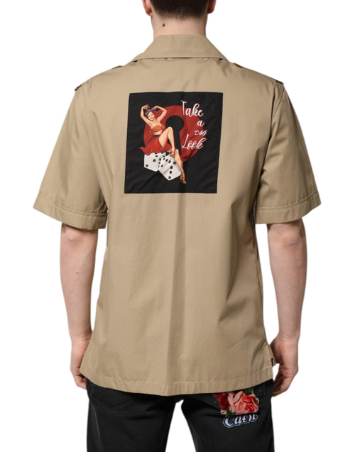 Dolce & Gabbana Brown Graphic Print Short Sleeves Shirt - ClickThatClicks 