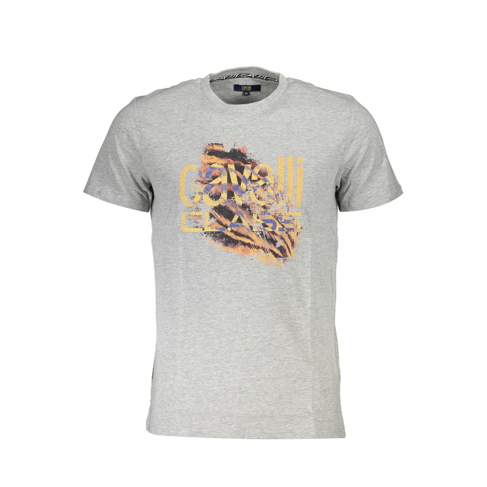 Cavalli Class Grigio Cotton Men T-Shirt - ClickThatClicks 