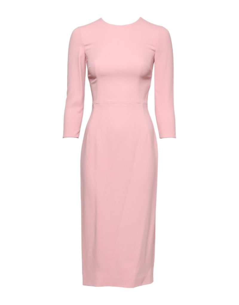 Dolce & Gabbana Pink Viscose 3/4 Sleeves Sheath Midi Dress