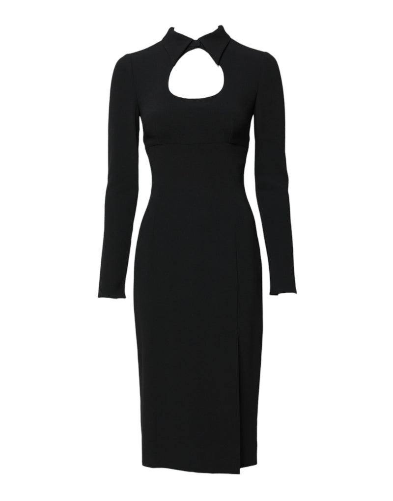 Dolce & Gabbana Black Long Sleeves Bodycon Sheath Midi Dress