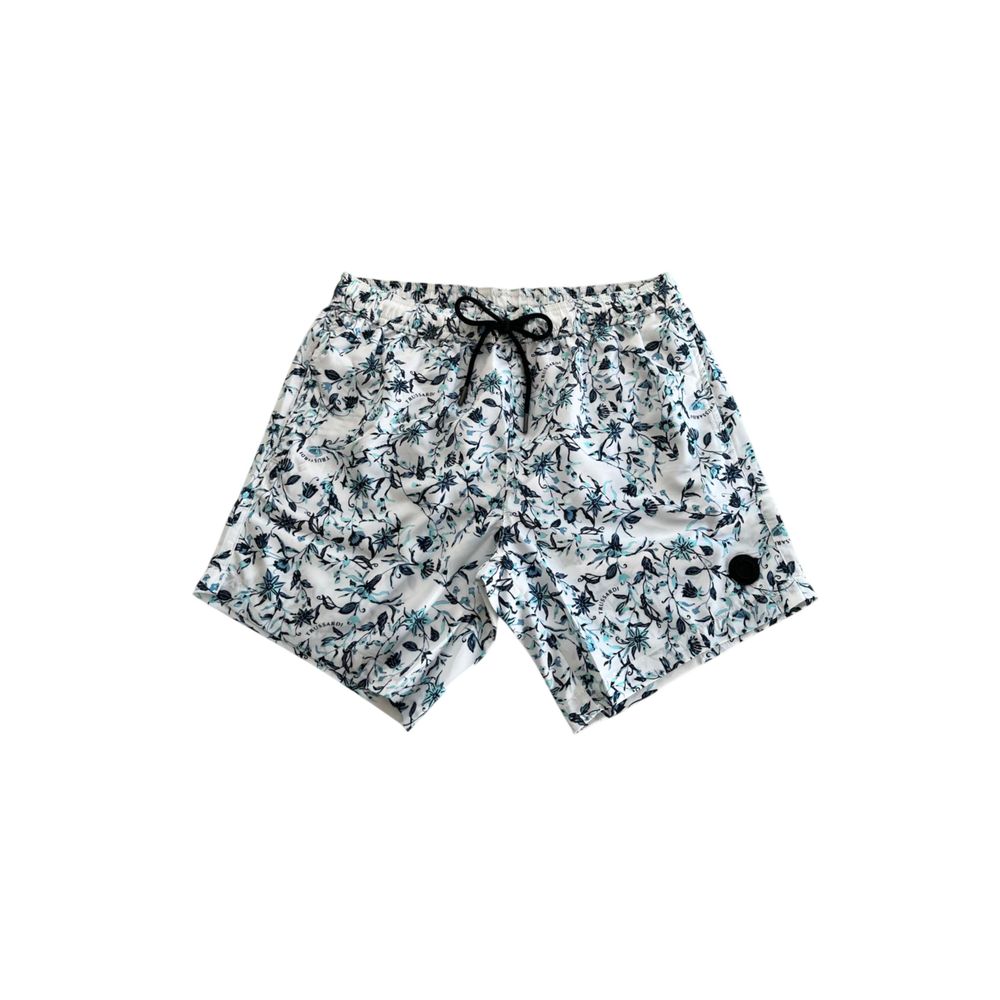 Trussardi Beachwear White Polyester Men Swim Shorts - ClickThatClicks 