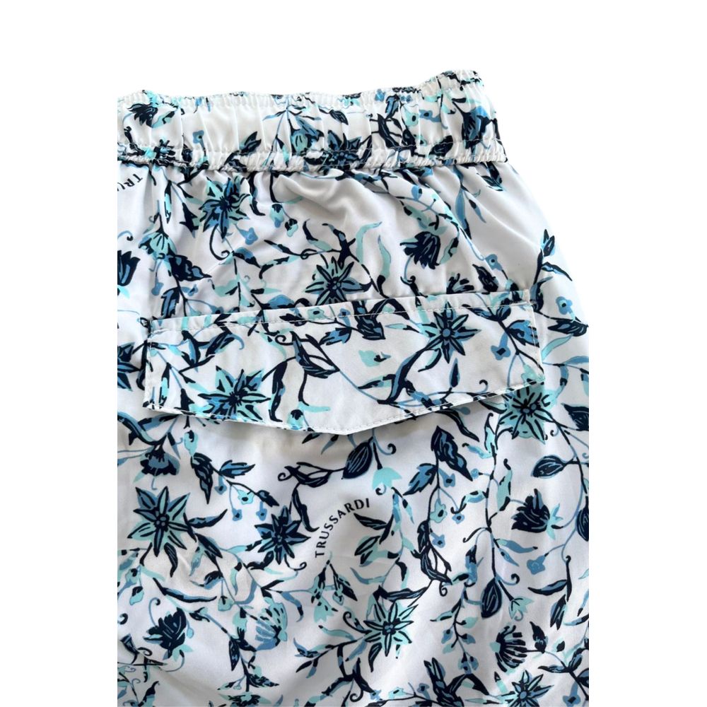 Trussardi Beachwear White Polyester Men Swim Shorts - ClickThatClicks 