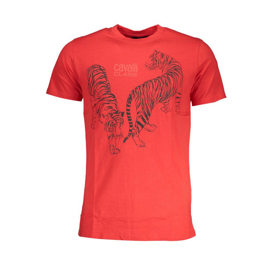 Cavalli Class Red Cotton Men T-Shirt - ClickThatClicks 