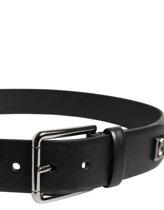 Dolce & Gabbana Black Calf Leather Studded Silver Buckle Belt - ClickThatClicks 