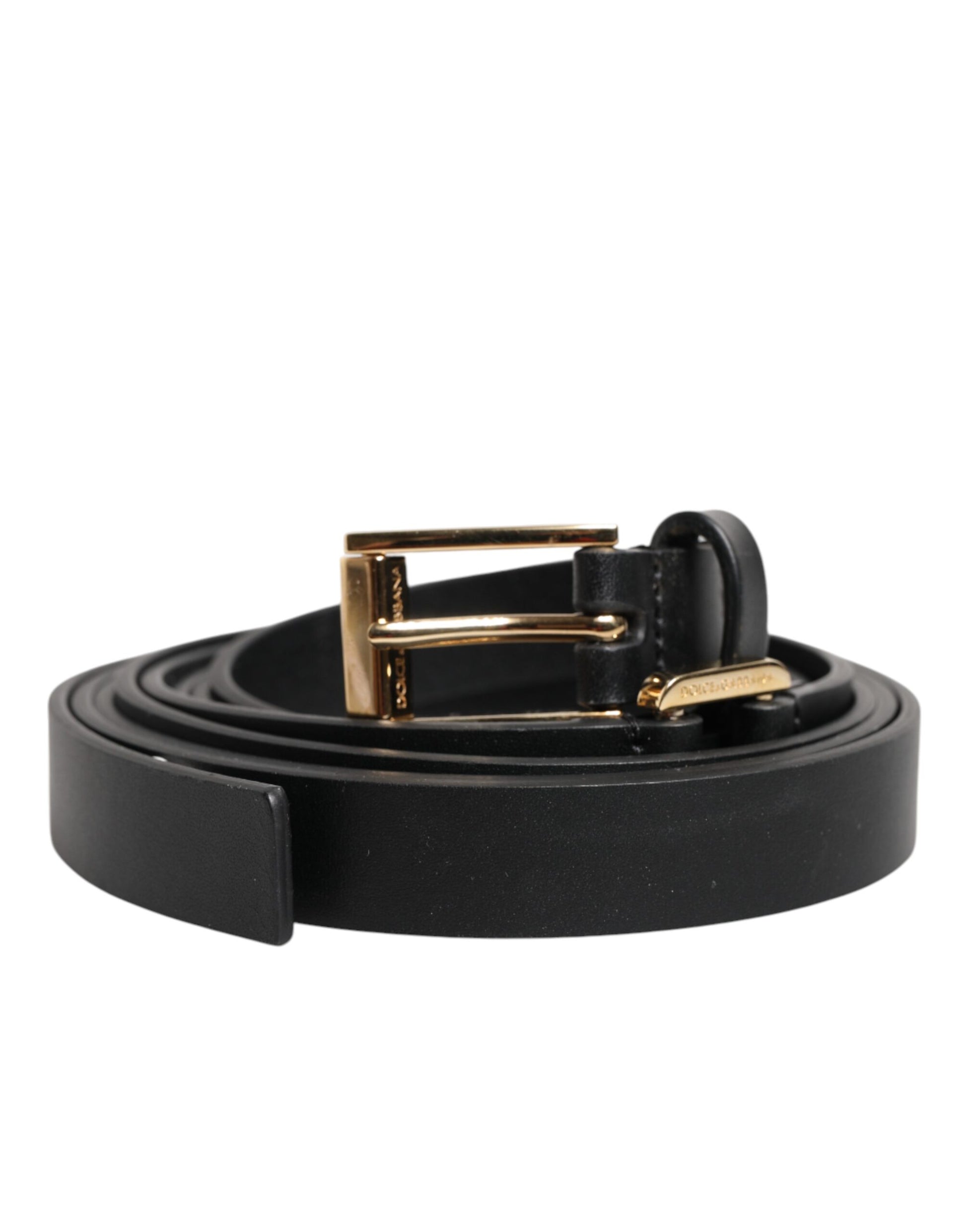 Dolce & Gabbana Black Double Strap Leather Gold Buckle Belt - ClickThatClicks 