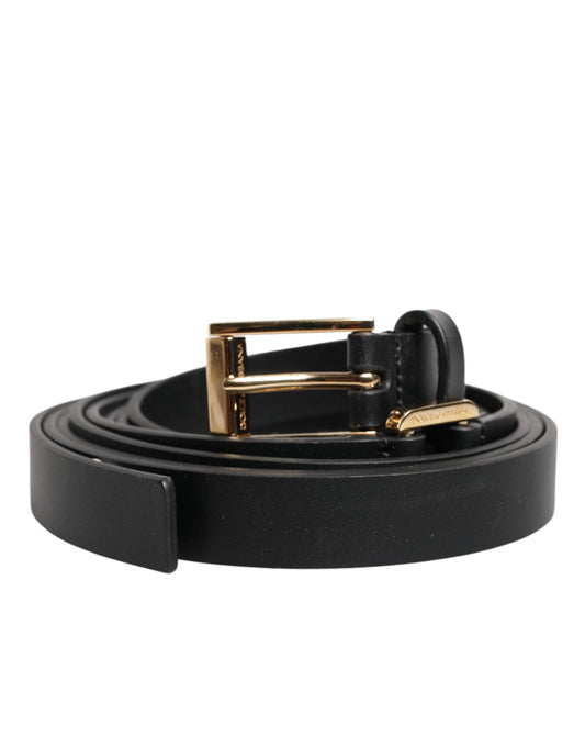 Dolce & Gabbana Black Double Strap Leather Gold Buckle Belt - ClickThatClicks 