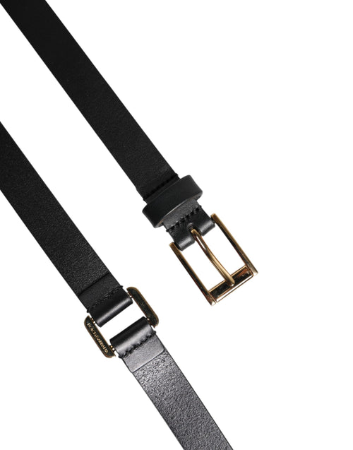 Dolce & Gabbana Black Double Strap Leather Gold Buckle Belt - ClickThatClicks 
