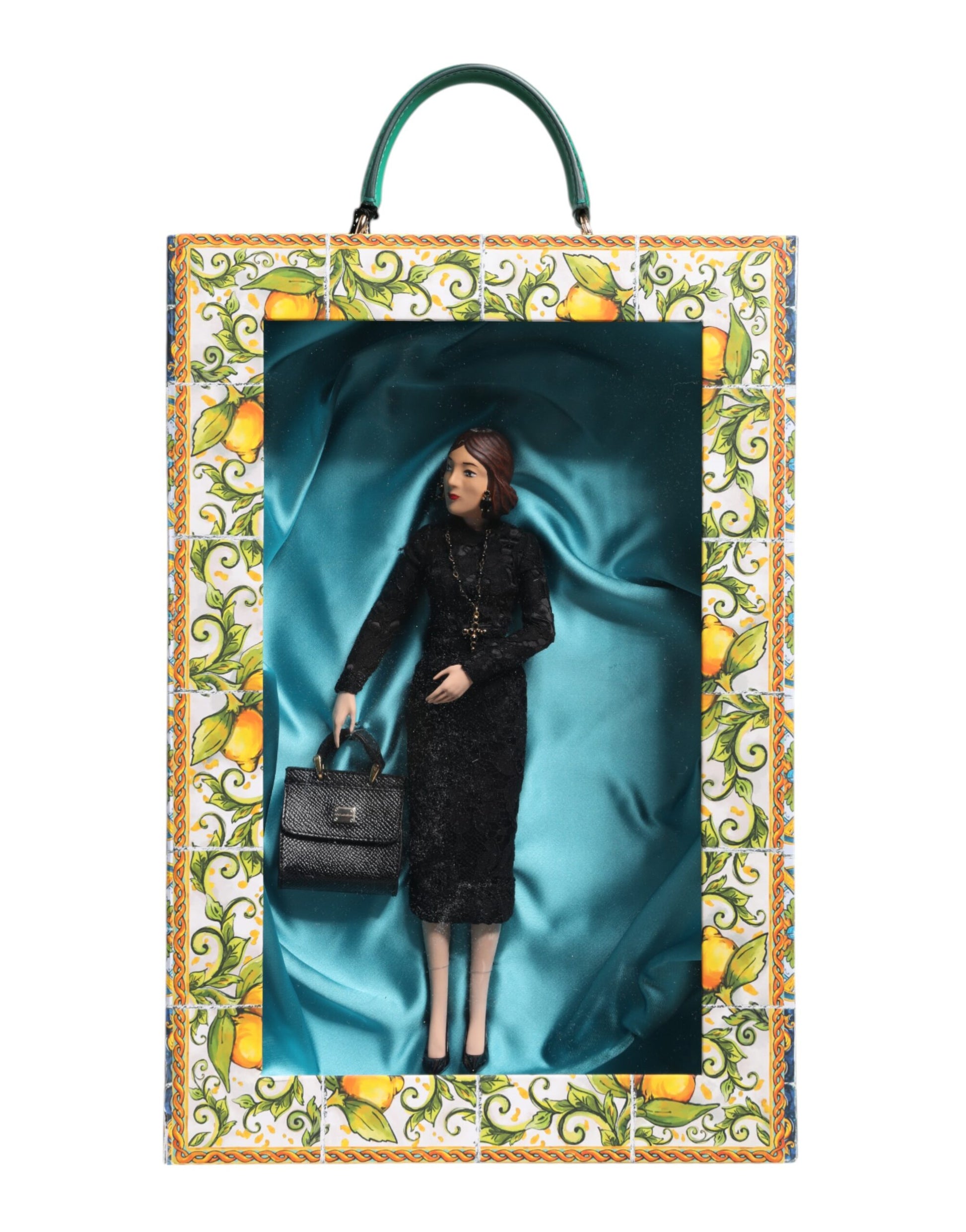 Dolce & Gabbana Black Dress MARIA Porcelain Fashion Show Leather Sicily Dolls - ClickThatClicks 