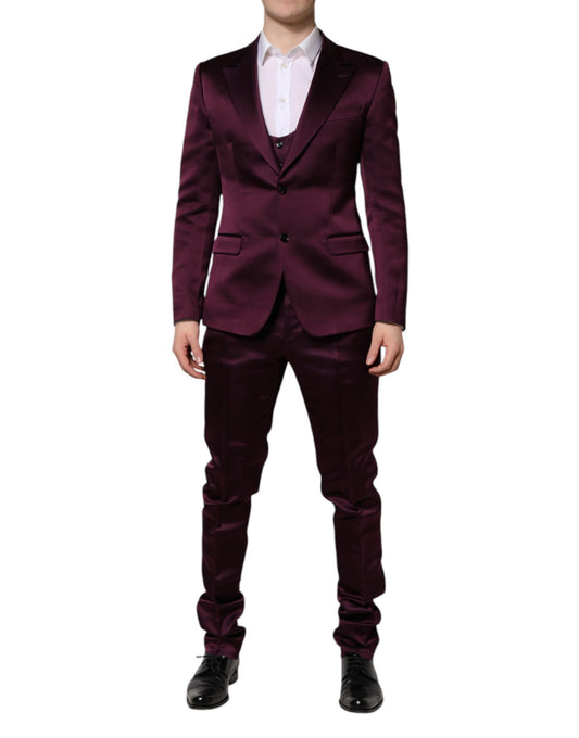 Dolce & Gabbana Dark Purple Silk 3Piece Single Breasted Suit - ClickThatClicks 