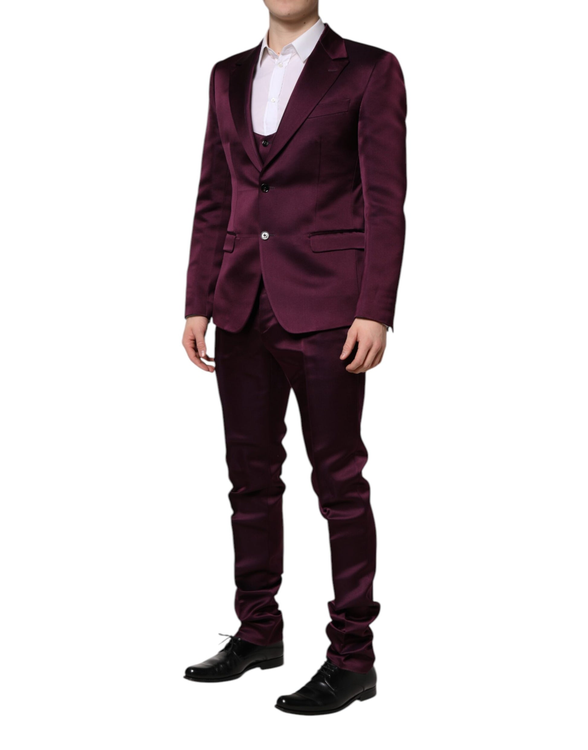 Dolce & Gabbana Dark Purple Silk 3Piece Single Breasted Suit - ClickThatClicks 