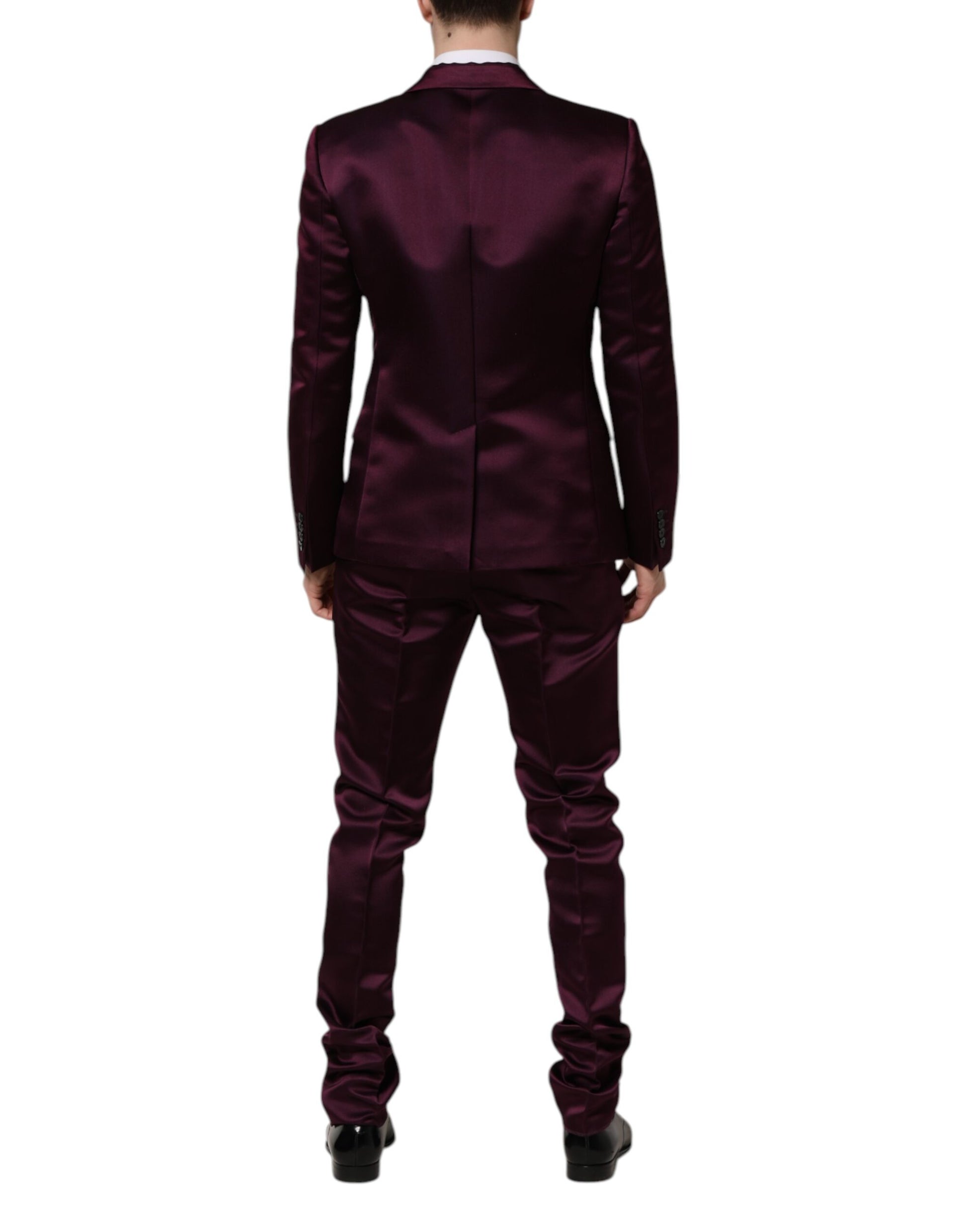 Dolce & Gabbana Dark Purple Silk 3Piece Single Breasted Suit - ClickThatClicks 