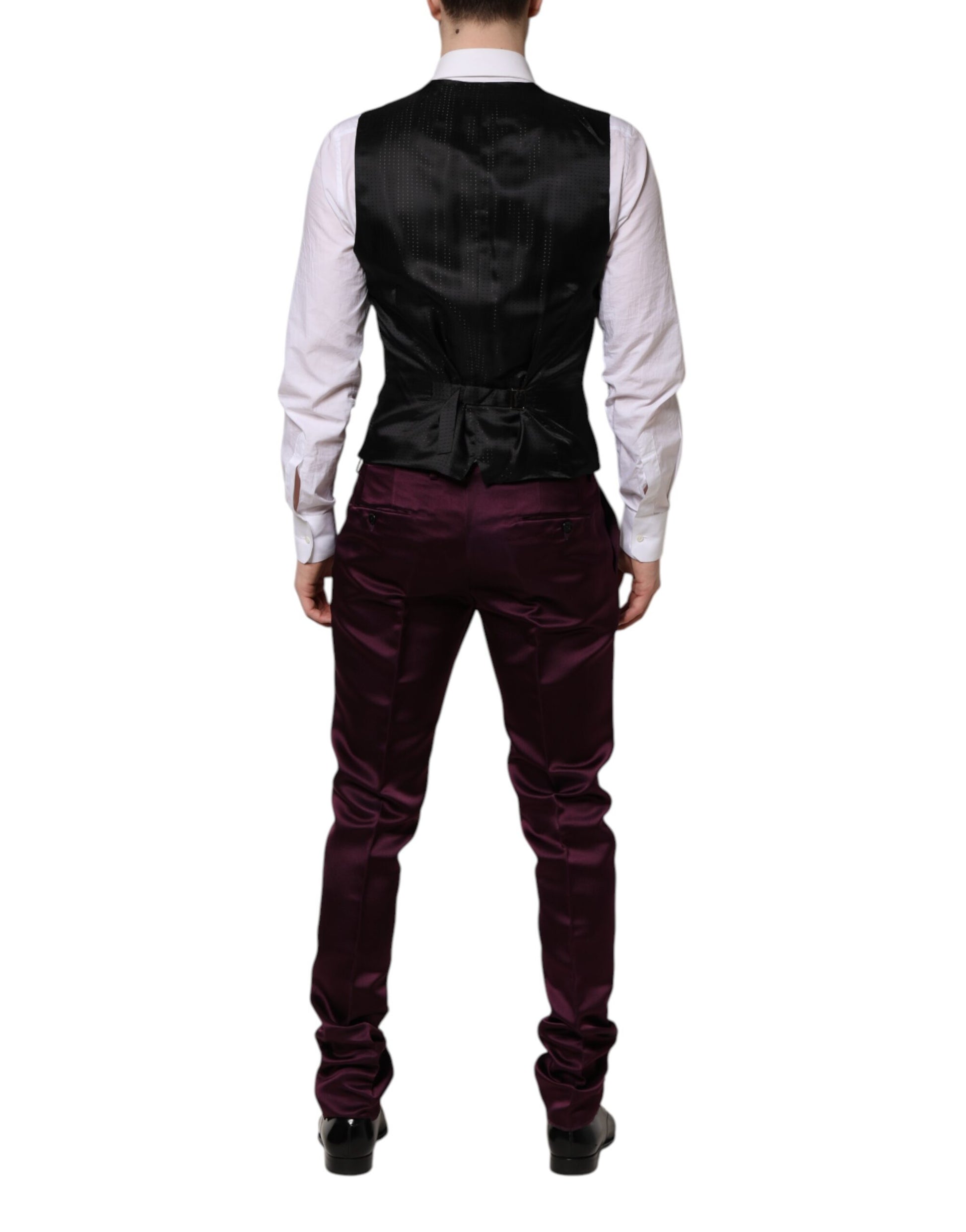 Dolce & Gabbana Dark Purple Silk 3Piece Single Breasted Suit - ClickThatClicks 