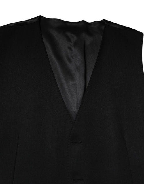 Dolce & Gabbana Black Wool Dress Formal Men Waistcoat Vest - ClickThatClicks 