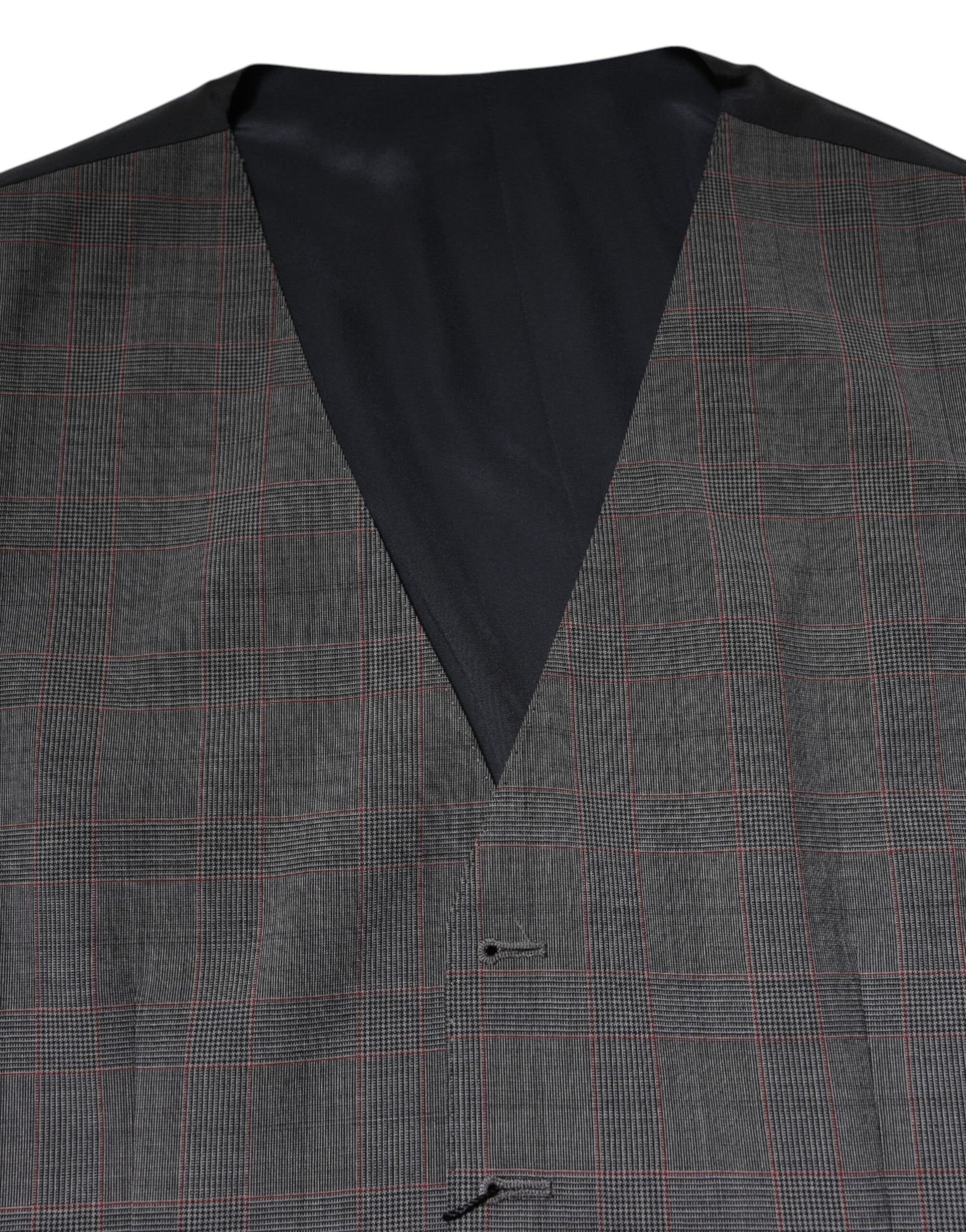 Dolce & Gabbana Gray Plaid Wool Formal Dress Waistcoat Vest - ClickThatClicks 
