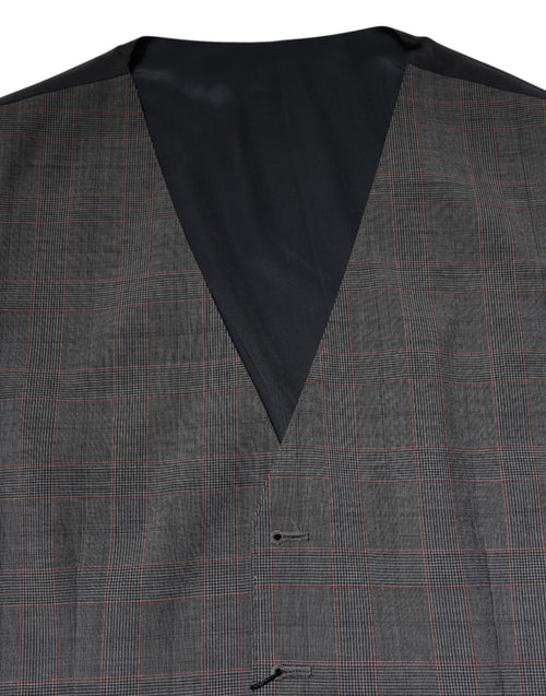 Dolce & Gabbana Gray Plaid Wool Formal Dress Waistcoat Vest - ClickThatClicks 