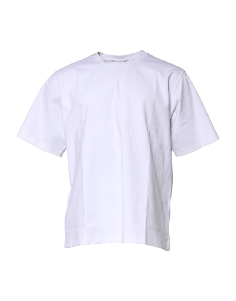 Dolce & Gabbana White Cotton Short Sleeves Crew Neck T-shirt