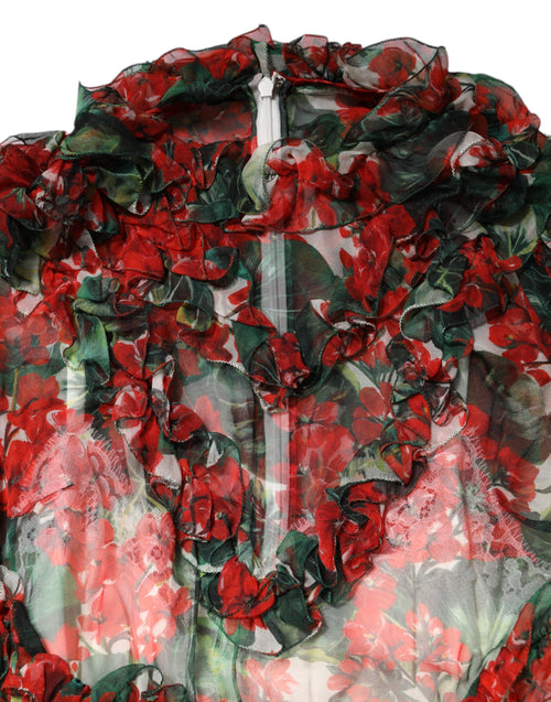 Dolce & Gabbana Multicolor Ruffle Floral Long Sleeves Dress - ClickThatClicks 