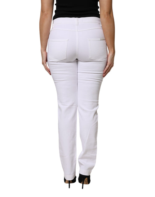 Dolce & Gabbana White Floral Sequined GIRLY Denim Jeans - ClickThatClicks 