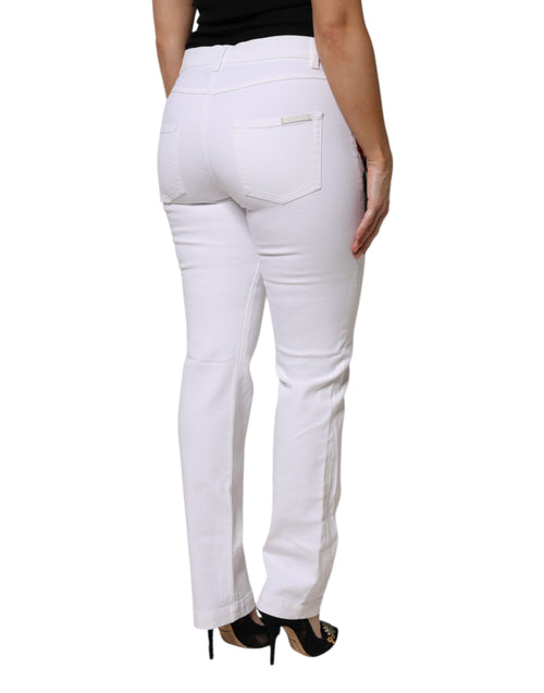 Dolce & Gabbana White Floral Sequined GIRLY Denim Jeans - ClickThatClicks 