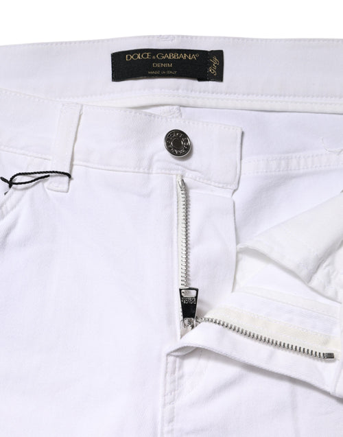 Dolce & Gabbana White Floral Sequined GIRLY Denim Jeans - ClickThatClicks 