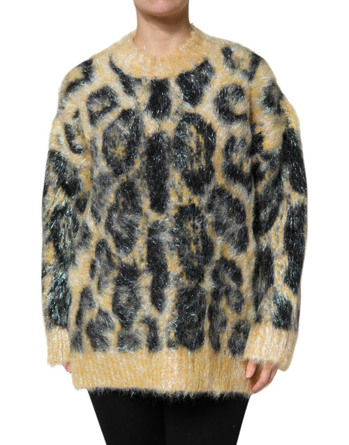 Dolce & Gabbana Multicolor Leopard Mohair Crew Neck Sweater - ClickThatClicks 