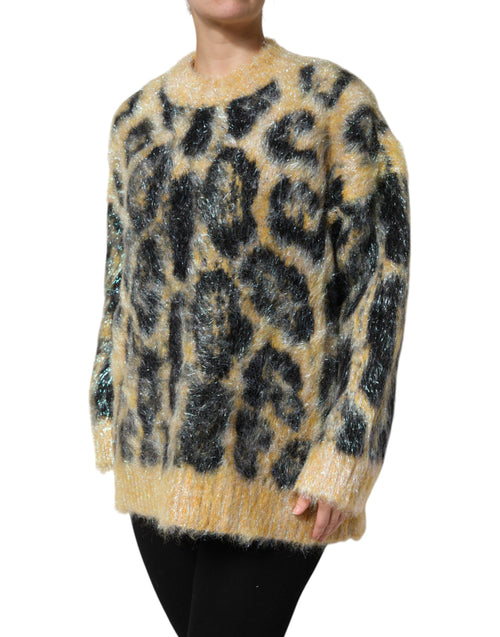Dolce & Gabbana Multicolor Leopard Mohair Crew Neck Sweater - ClickThatClicks 