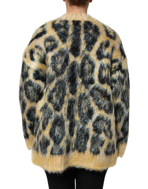 Dolce & Gabbana Multicolor Leopard Mohair Crew Neck Sweater - ClickThatClicks 